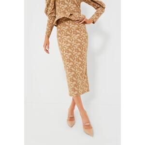 Tuckernuck Tan and Cream Floral Knit Midi Skirt